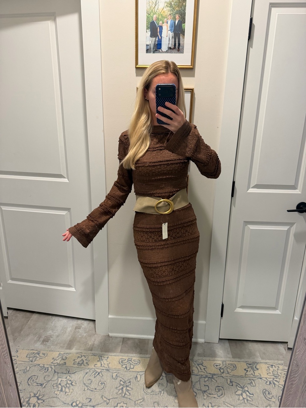 Brown Lace Long Dress